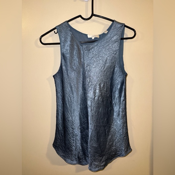 Vince. Women M Metallic Wrinkle Tank Top Shirt Blouse Future Grunge Whimsigoth - Picture 1 of 6